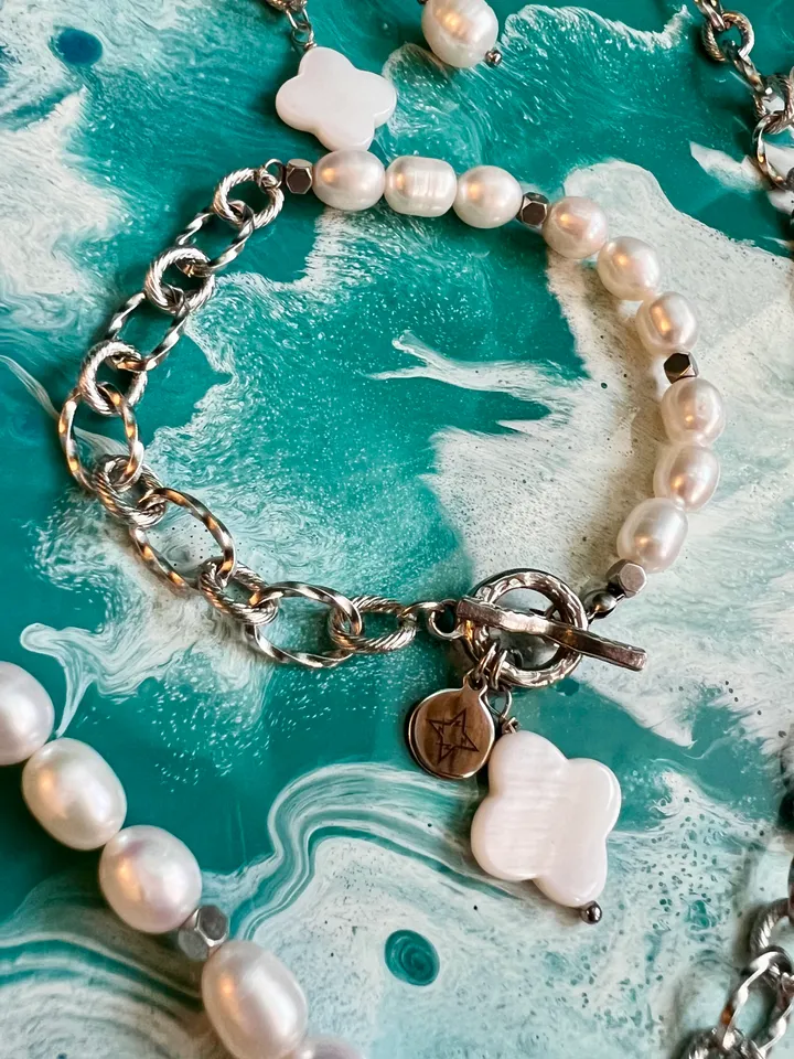 Pearl Set Necklace Bracelet Earrings PEARL & CHAIN