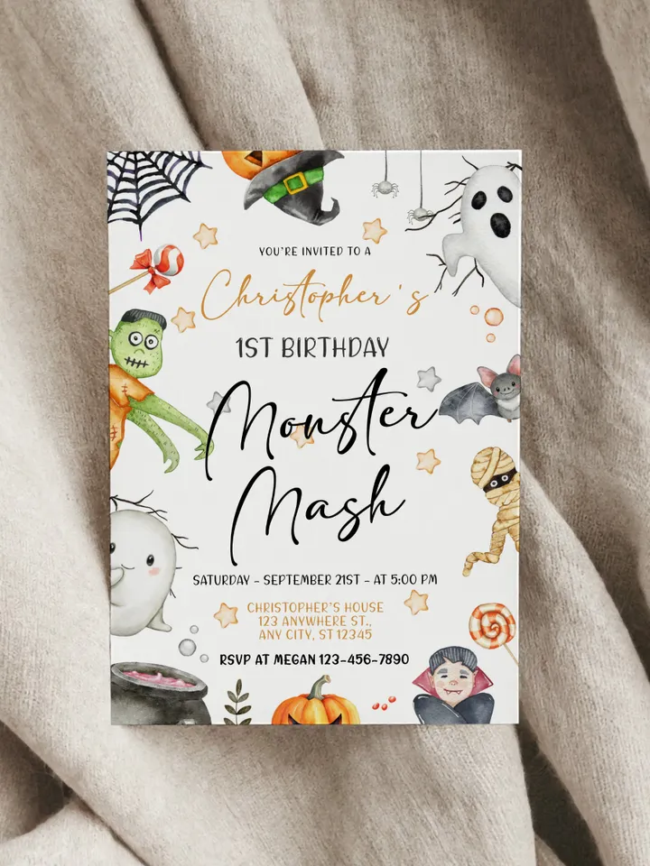Halloween Invitation, Halloween Birthday Invitation, Halloween Party Invitation, Monster Mash Invitation, Monster Party, Costume Party IN103