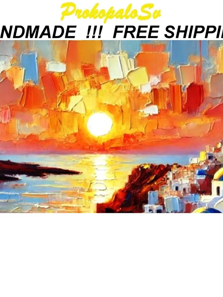Santorini Painting Oil painting Greece Wall Art Seascape Painting Original Art Painting 8x10 Gifts by ArtProkopaloSv Not print