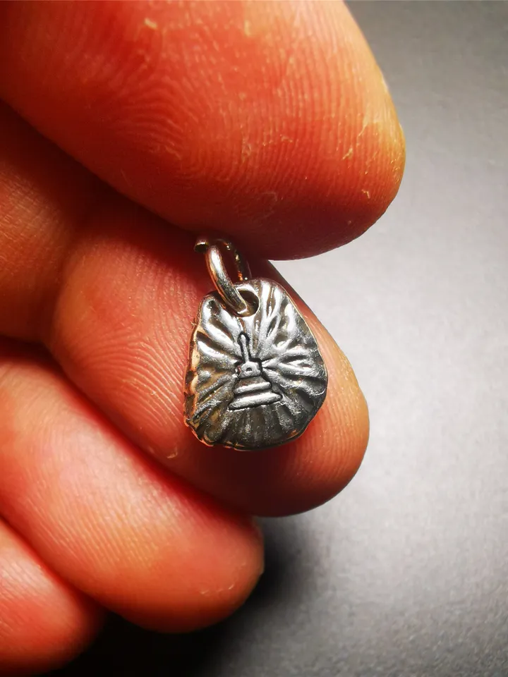 Gandhanra Tibetan Buddhist Amulet,Lucky Wheel Pendant for Prayer Bead, Mala Accessories,Sterling Silver Gold Plated,Tibetan Jewelry