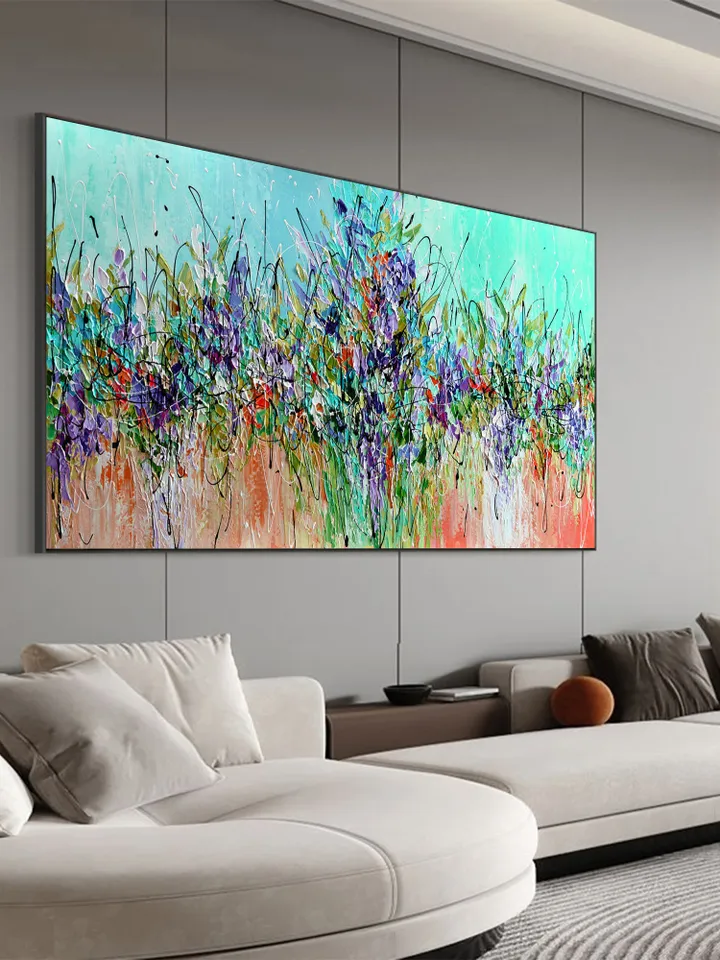 Original Oil Painting on Canvas, Large wall art, Boho Wall Décor, Green Abstract Art, Colorful painting,Home decor,Living room Bedroom Decor