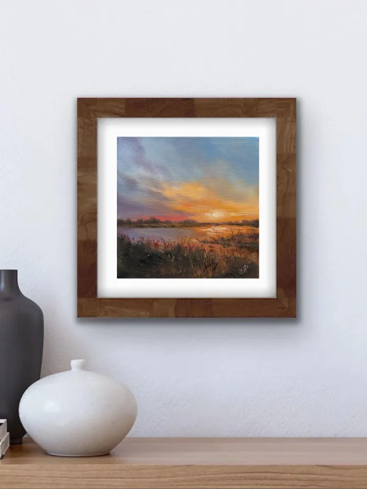Sunset Oil Painting Original Art Sunset Landscape Painting