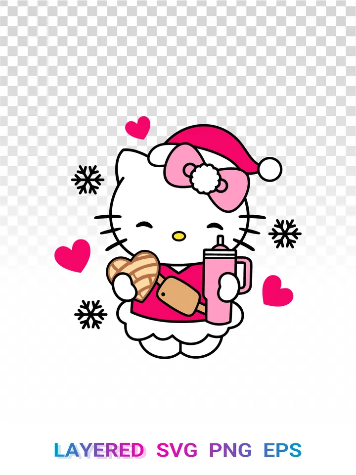 🎅 Christmas Hello Kitty SVG, Sanrio Holiday PNG Cricut