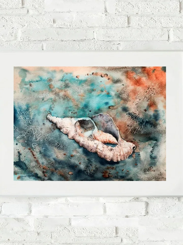 Original Watercolor Painting Seashells Wall Art Sea shell Painting
