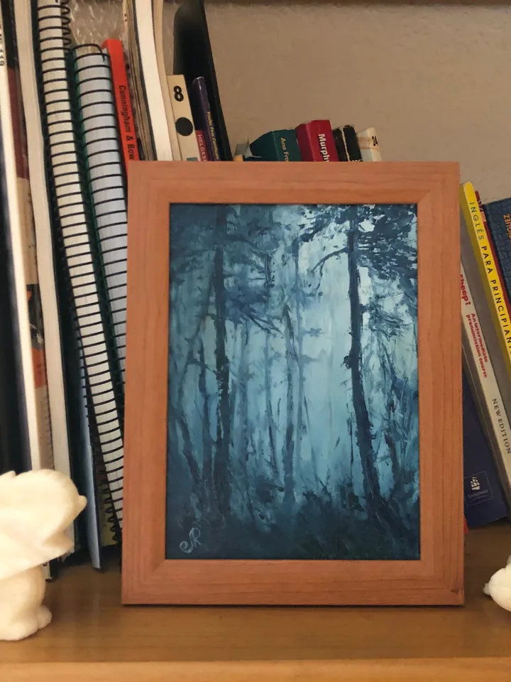 Forest Oil Original Small Painting Foggy Forest Painting Abstract Landscape Painting