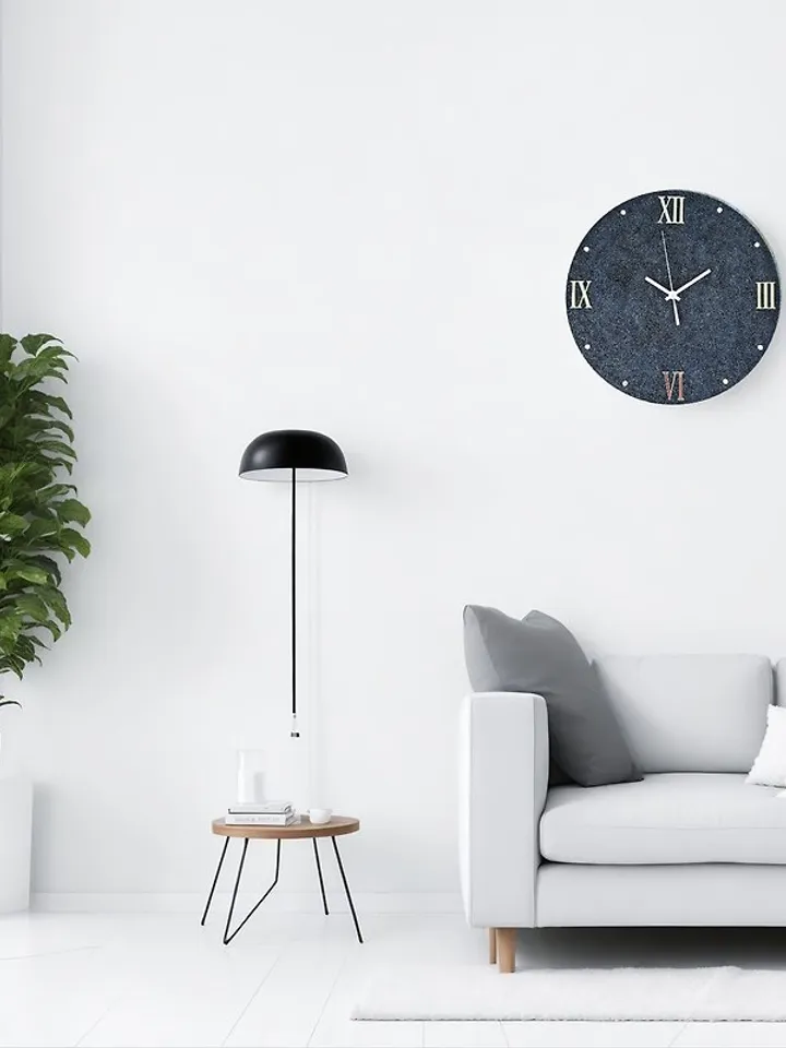 Large gray stone wall clock 40 cm Modern wall clock Unique clock Silent clock
