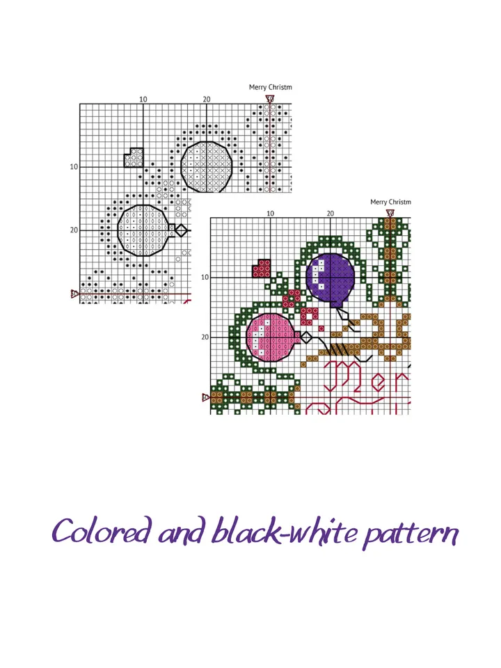 Cross stitch pattern Merry Christmas, simple and easy cross stitch pattern PDF