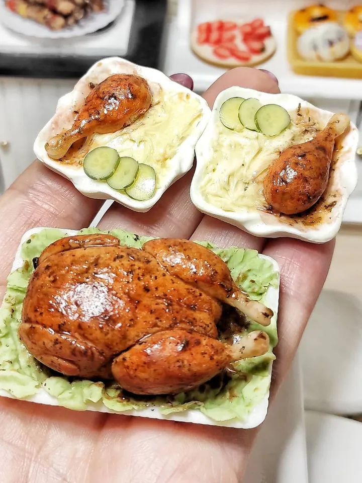 Mini food - miniature - food for dolls - Realistic meat dish for dolls and dollhouses - turkey for dolls - miniature