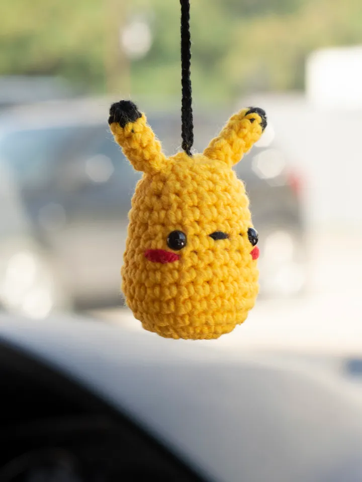 Stuffed Pokemon Pikachu car accessories, rear view mirror charm, cute car pendant, hanging car ornament