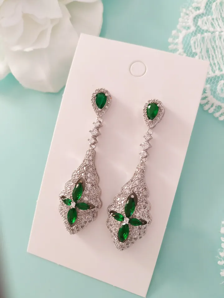 Swarovski Crystal Wedding Earrings Bridal Crystal Earrings Art Deco Wedding Jewelry Vintage Bridal Jewelry CZ Vintage Bridal Earrings