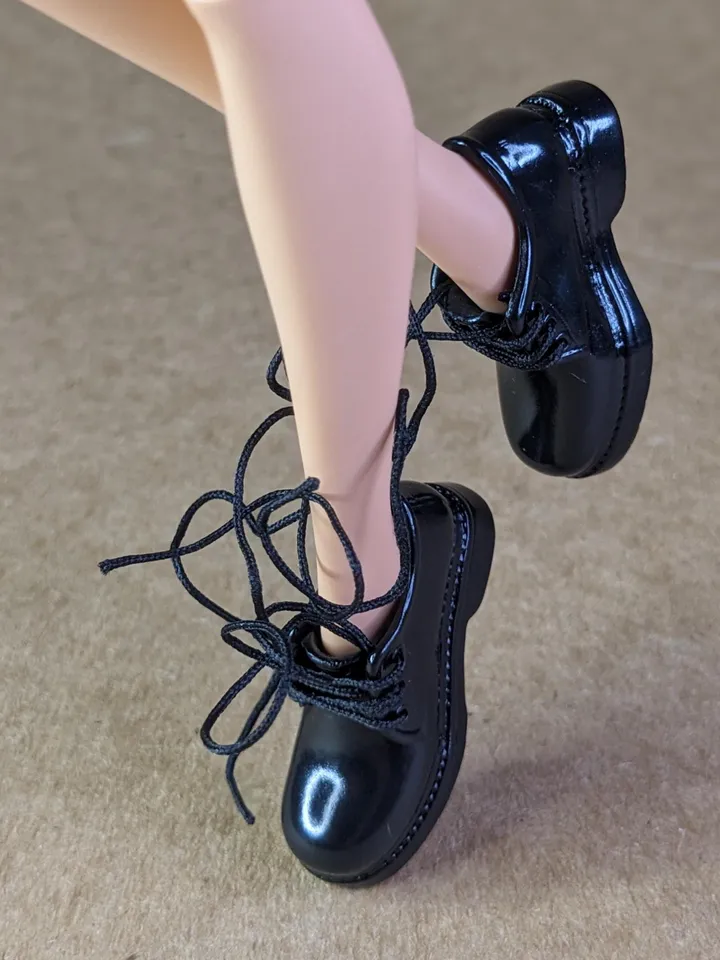 Black school lace-up boots for 11 inch female dolls (MH g1, g2, g3 or EAH)