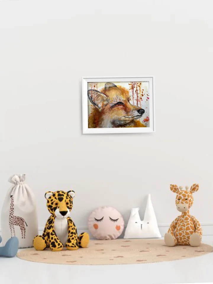 Fox original watercolor painting,fox portrait,animals painting,fox wall art,small paintings gifts,aceo watercolor,kids room art.