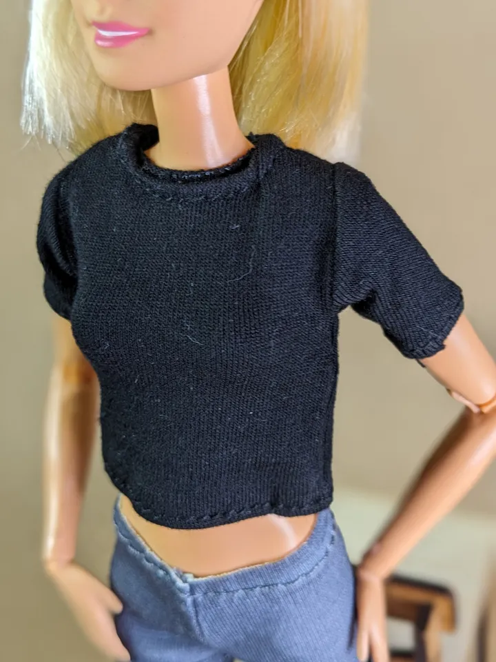 Black T-shirt & Gray leggins for 1/6 scale fashion female dolls