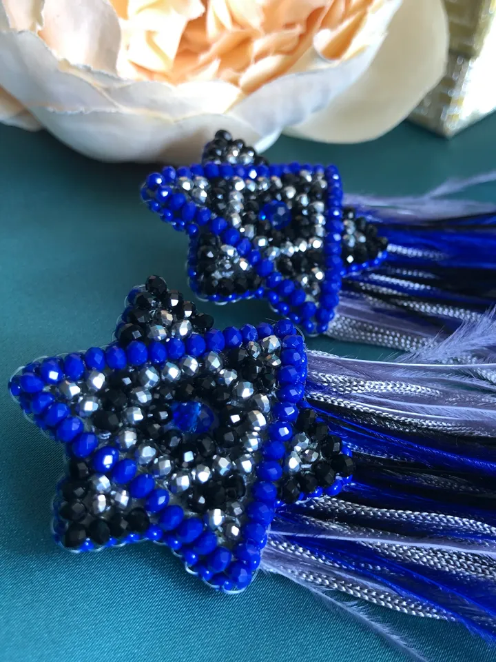 Feather and Crystal Earrings