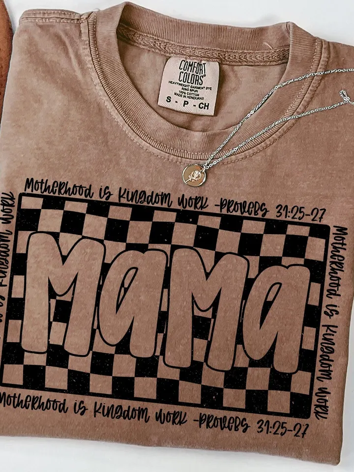 Christian Mom png, Retro Checkered Mama PNG, Motherhood is Kingdom Work png, Christian Mothers Day png, Mama Shirt Design, Christian png