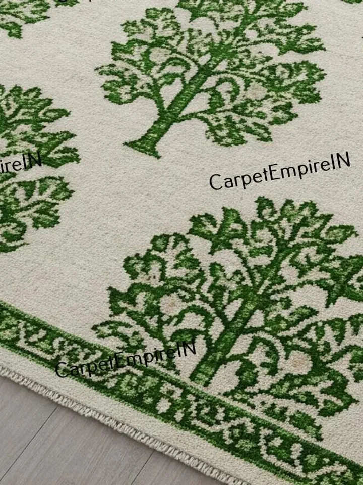 8x10 Green floral Oushak Hand Knotted Rug4x6,5x8,6x9,8x10,9x12,10x14 ft Handmade Rugs for Living Room-Antique Contemporary rug,kids rug.
