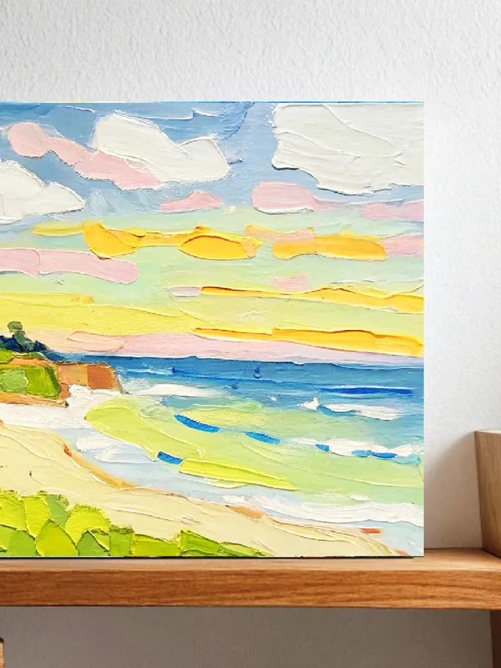 Seascape Painting Carmel Beach Original Art Monterey Abstract landscape Impasto Oil Painting Gift by ArtProkopaloSv