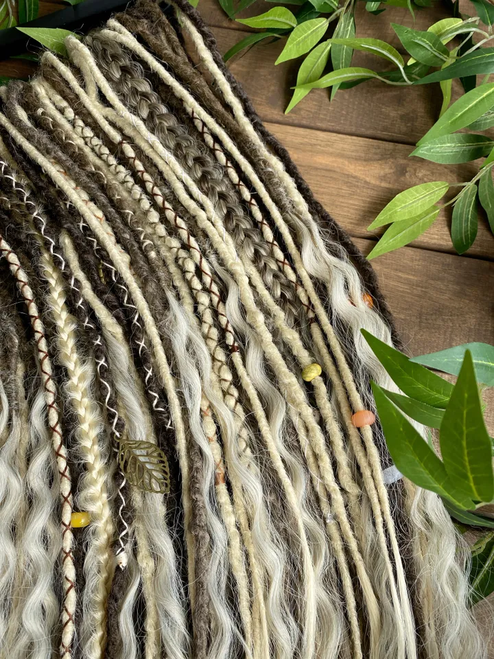 Brown and blonde boho style synthetic curly De dreadlocks and braids Ready to Ship