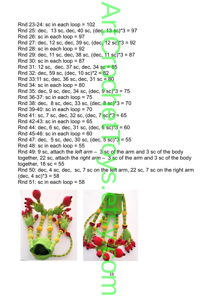 PDF Crochet pattern ALIEN/MONSTER with movable eyes and eyebrows