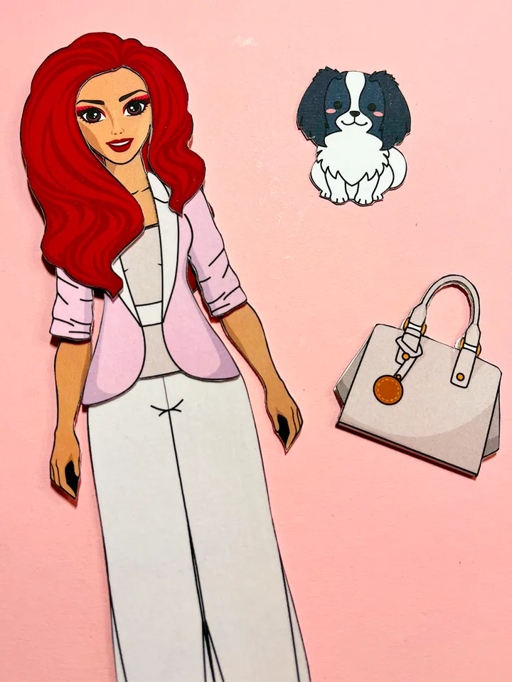 Paper doll with clothes set