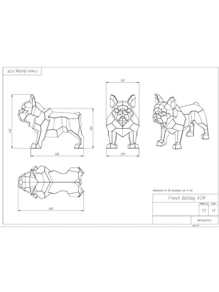 Welding Project Plans Drawings French Bulldog (DXF, PDF)