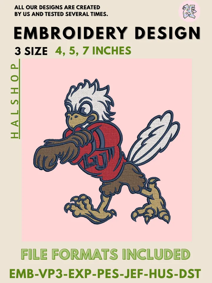 Liberty Flames NCAA Team Funny Mascot Logo Embroidery Design Files – College Sports Machine Embroidery, 3 Sizes, Digital Instant Download