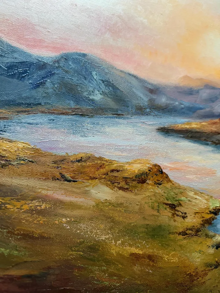 Oil Landscape Painting Mountain Wall Art Sunset Paintings