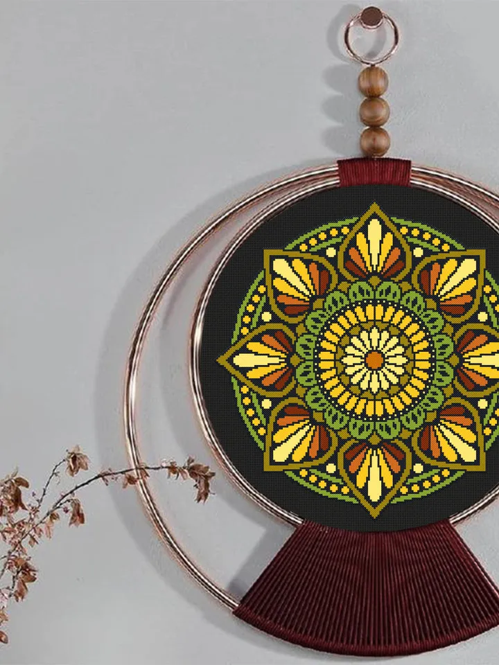 Boho mandala cross stitch pattern PDF download Mandala ornament cross stitch chart, Mandala pattern digital PDF, DIY Home decor #M125