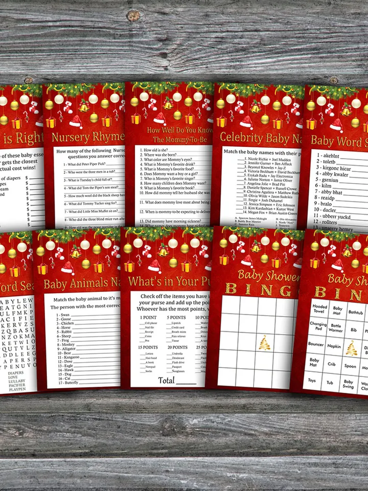 Christmas toys baby shower games bundle,Christmas Baby Shower games package,Fun Baby Shower Games,9 Printable Games-242