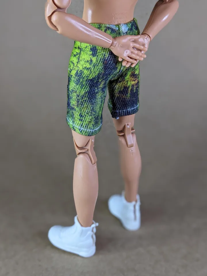 Natural printed elastic shorts for for 12 inch fashion male dolls