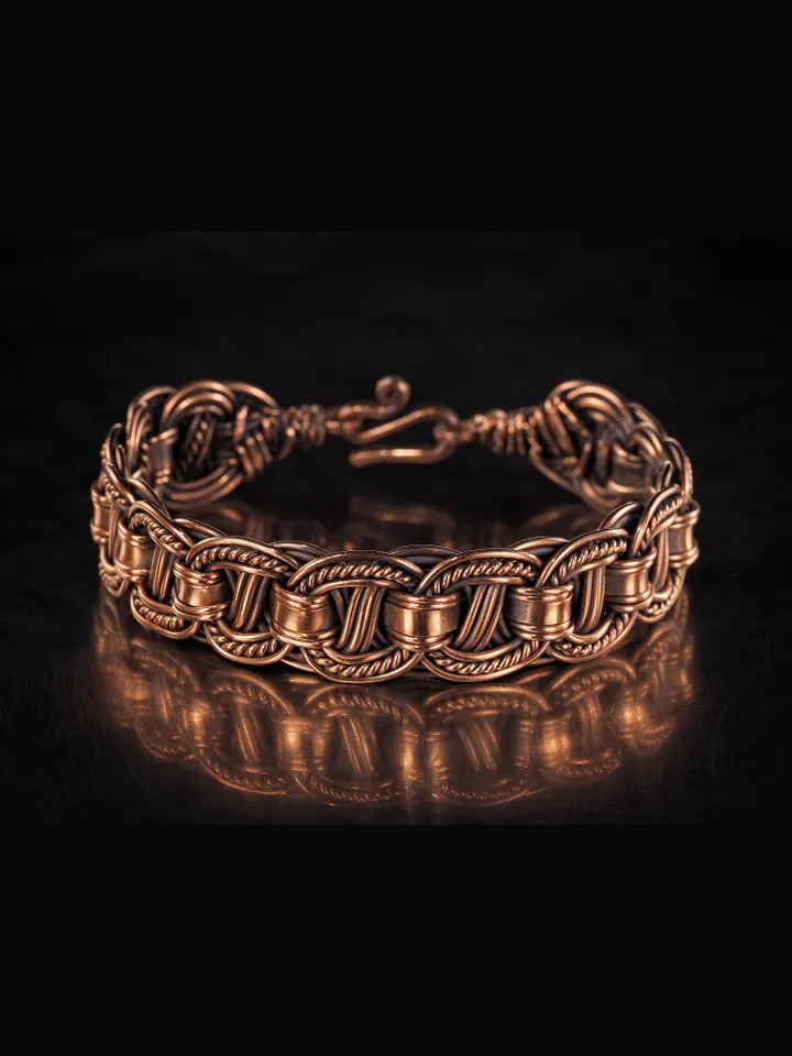 Woven copper wire bracelet Antique style handcrafted copper jewelry Unique gift