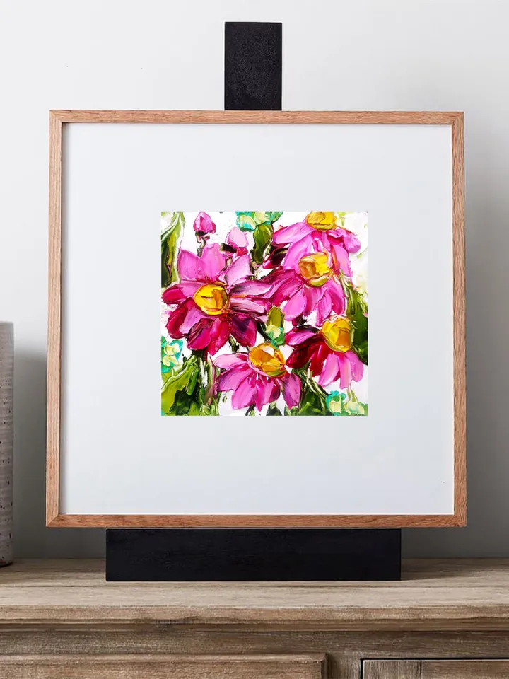 Daisy Painting Floral Original Art 4 x 4 Flower Artwork Daisy Wall Art Painting Impasto Oil Painting by ArtProkopaloSv