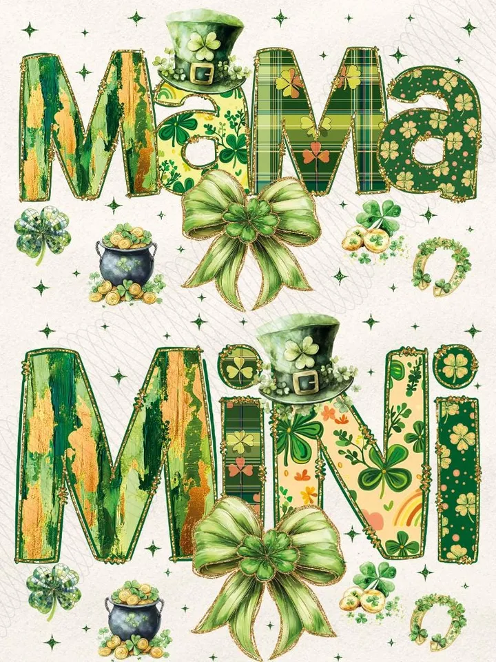 Lucky Mama St. Patrick’s PNG, Mama St. Patrick's Day Png, Mama Mini St.Patrick's png, St.Patrick Bow Png, Lucky png, Mama png, Green, retro