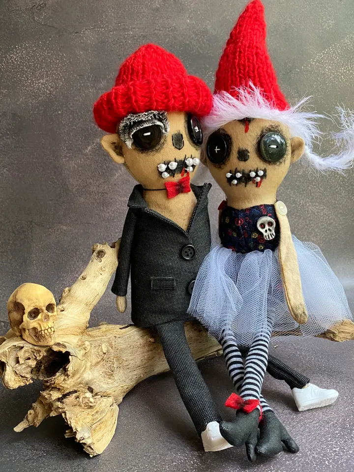 Goth christmas . Shelf sitting christmas elf . Halloween . Rag doll . Creepy  dolls . Handmade doll .Gothmas  .
