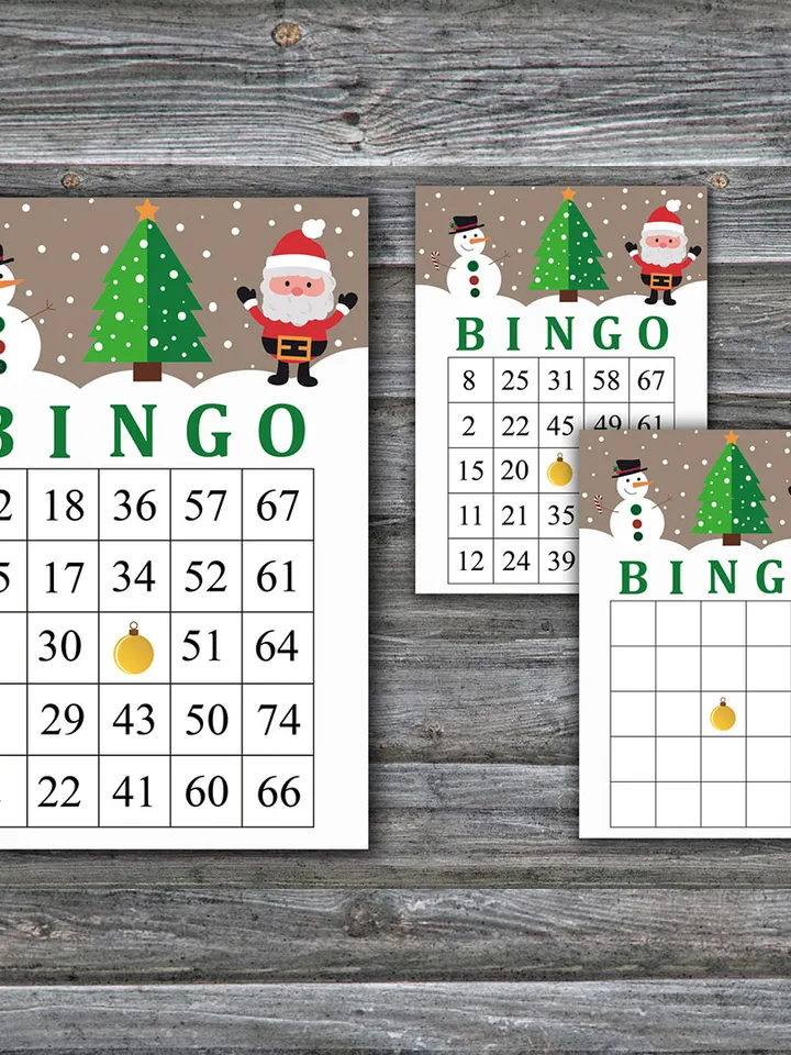 Cute Santa bingo game,Christmas bingo game card,Christmas Bingo Printable,Holiday Bingo Cards,INSTANT DOWNLOAD--59