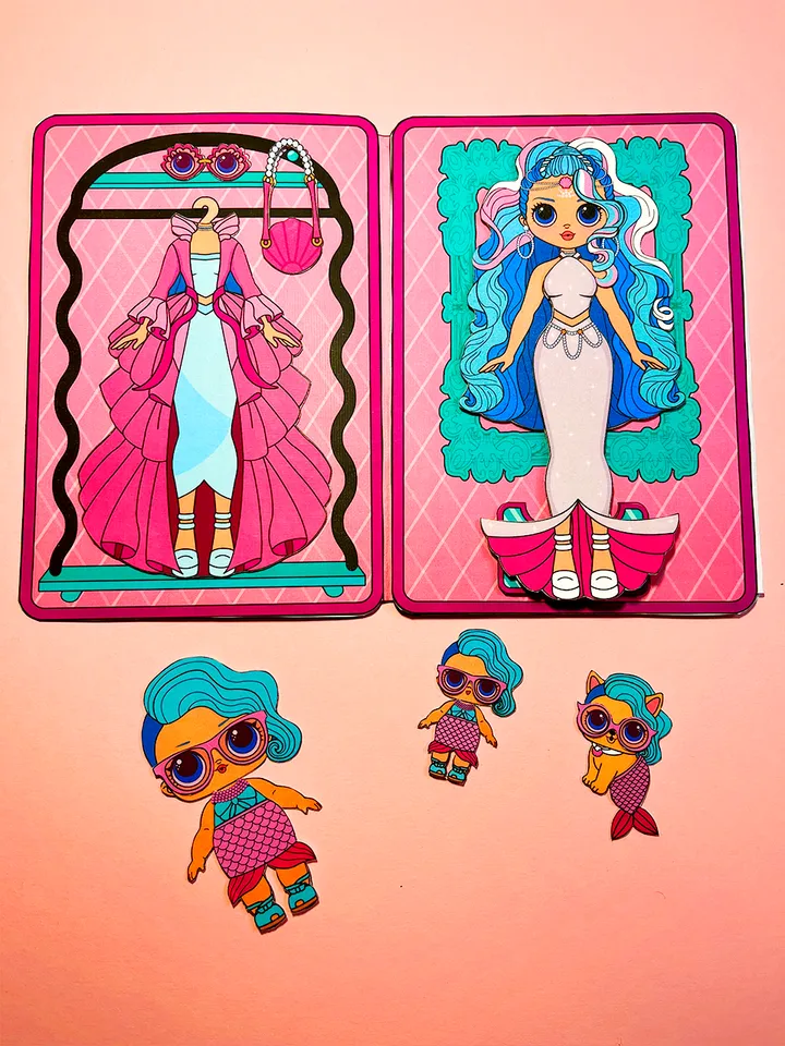 Set of paper dolls lol with clothes for cutting
