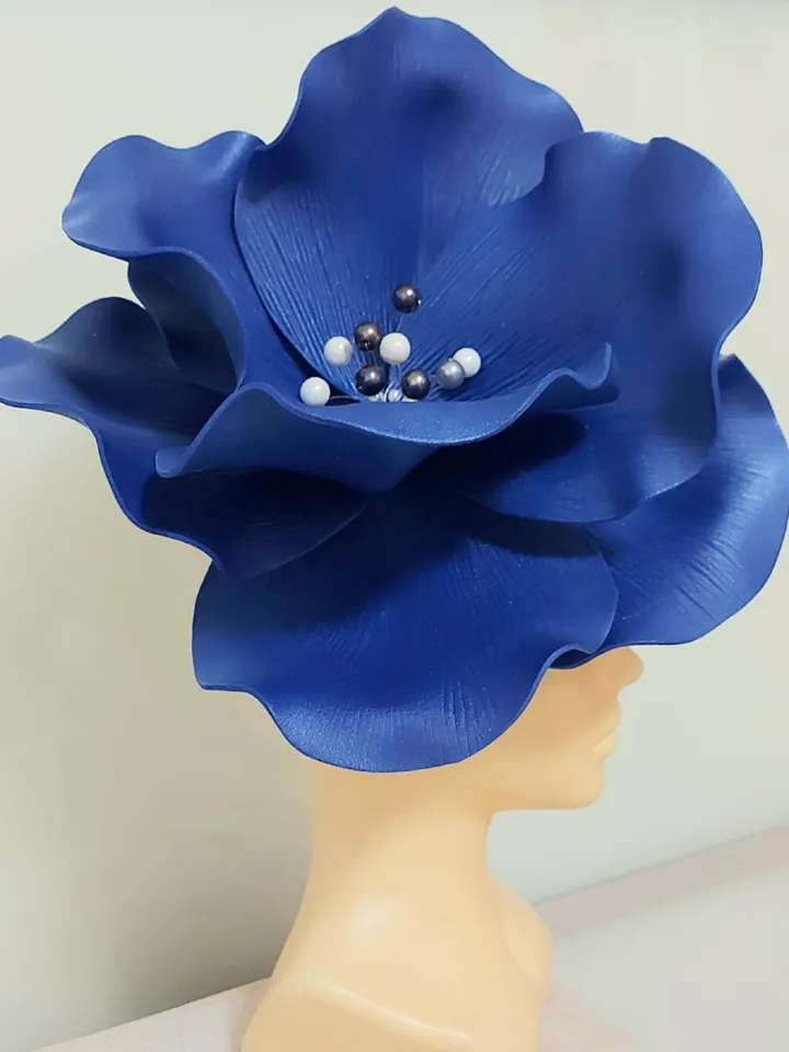 Large anemone Fascinator Kentucky Derby Hat, blue Flower headband, Tea Party Hat, Festival hat, Flower Hair Clips Fashion 2024