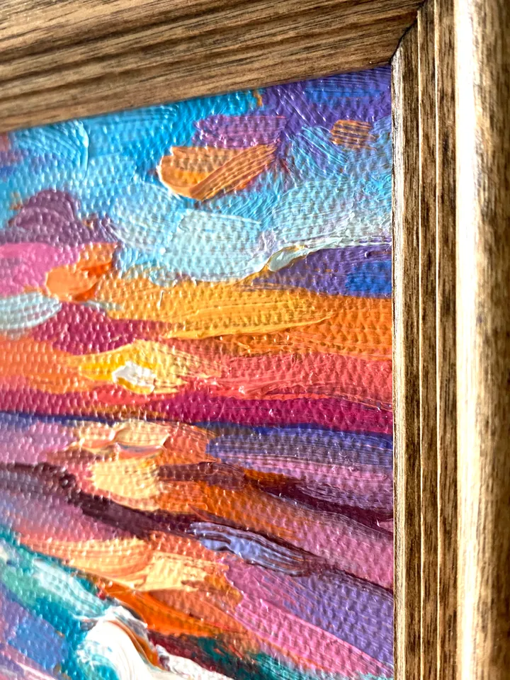 Seascape Oil Painting Original Sea Landscape Painting Impasto Small Artwork Ocean Coastal Wall Art