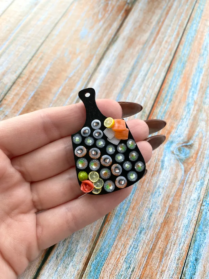 Magnet Miniature Sushi Board with Polymer clay Souvenir
