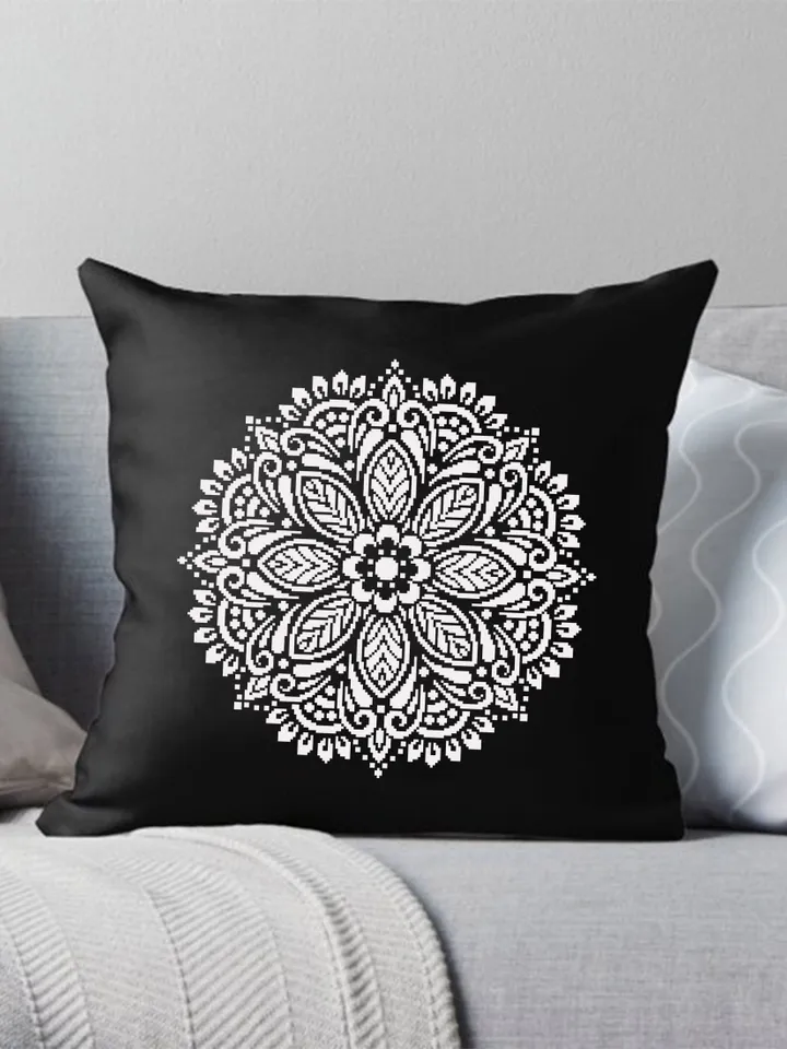 Mandala cross stitch pattern download PDF, Monochrome cross stitch sampler, Floral ornament cross stitch chart, Flowers embroidery PDF #M118