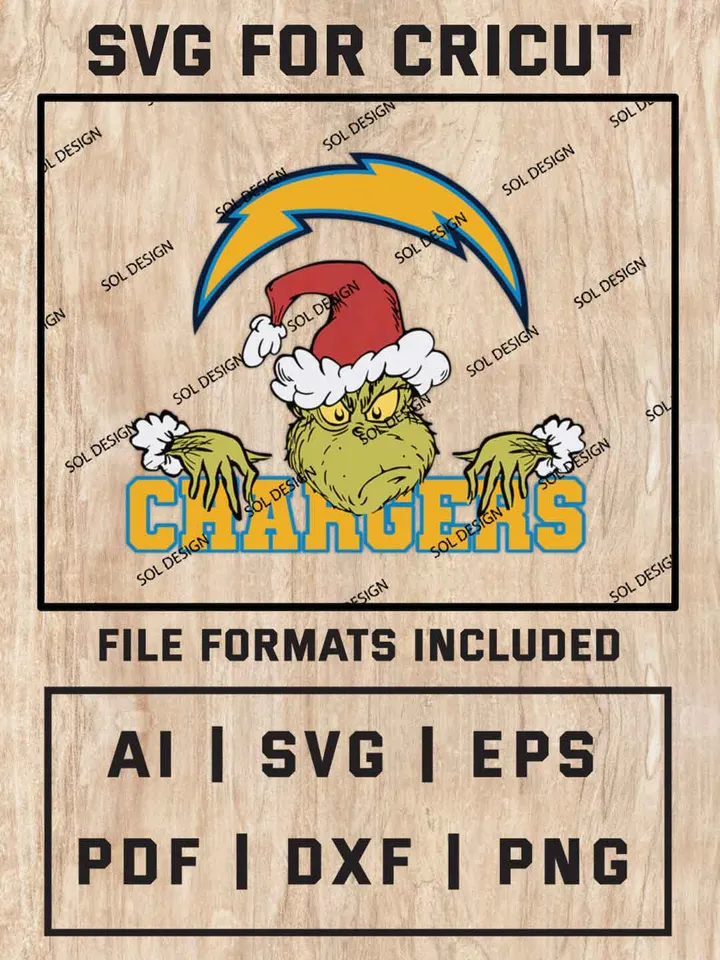 Grinch Los Angeles Chargers SVG, NFL SVG Design, NFL Los Angeles Chargers SVG, NFL Chargers Cricut, Christmas Svg, Grinch svg, Digital Download