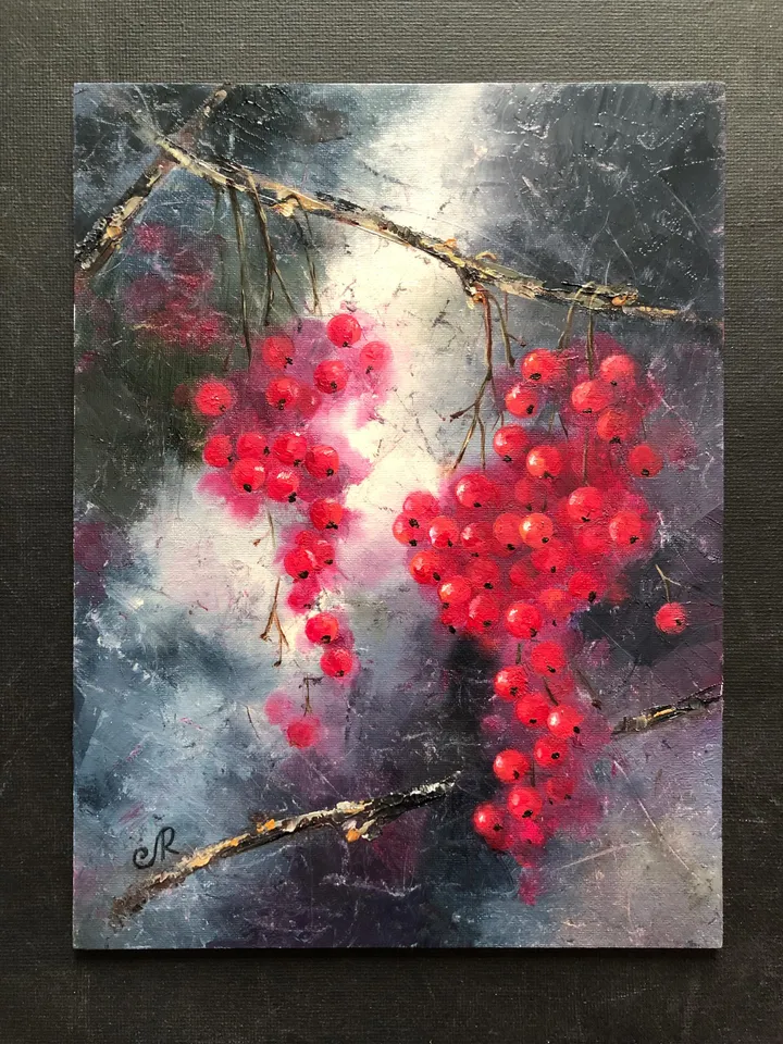 Berries Original Painting Fruits Oil Still Life Kitchen Wall Art Fruits Painting