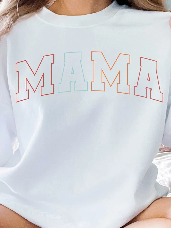 MAMA Varsity letters color Design File - printable png Cut File svg - Mama Mini Matching Family Shirts Baby Gift Craft Cute Inspired staff