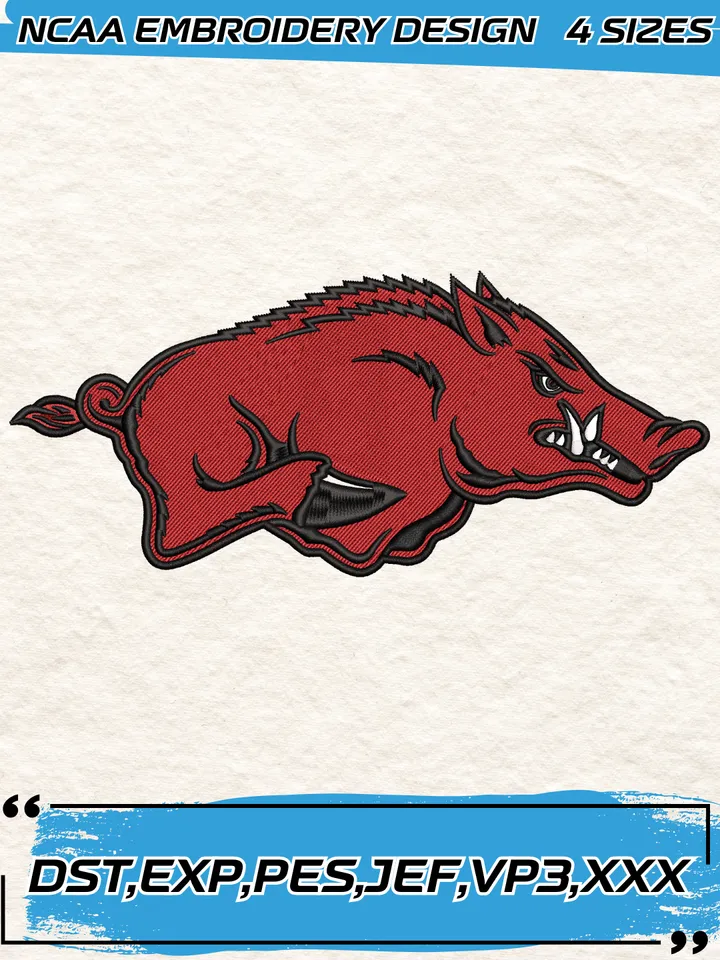 Arkansas Razorbacks Logos Embroidery Designs,NCAA Logo Embroidery Design,Machine Embroidery Design File,4 Sizes, Digital Download