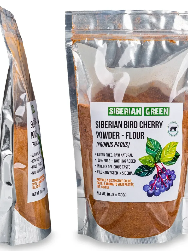 Siberian Bird Cherry Fine Powder Flour 300g Wild Harvested from Altai Region