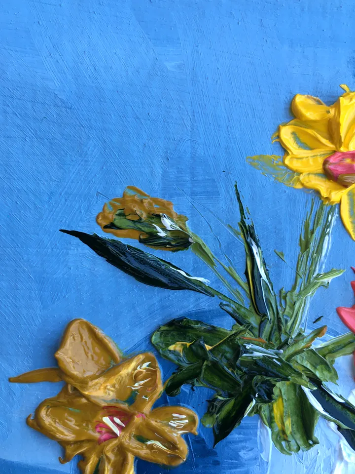 Flowers Painting Original Art Floral Artwork 4 by 4