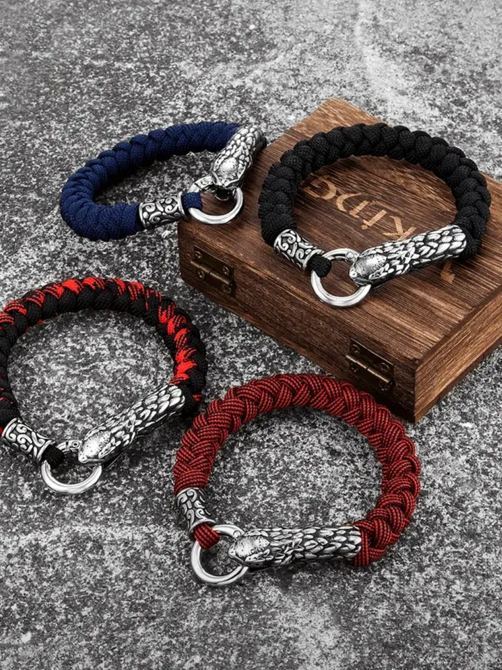 Paracord and stainless steel bracelet Viking Snake