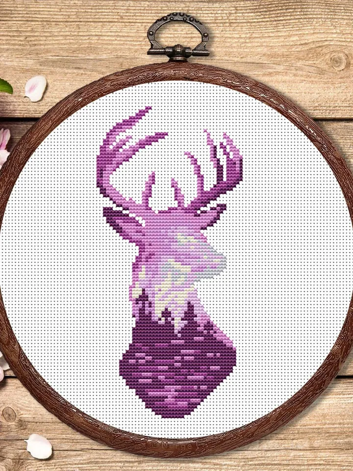 Deer Cross Stitch Pattern, Animal Cross Stitch, Embroidery Deer, Watercolor Deer Silhouette Cross Stitch, Modern Cross Stitch #anm022