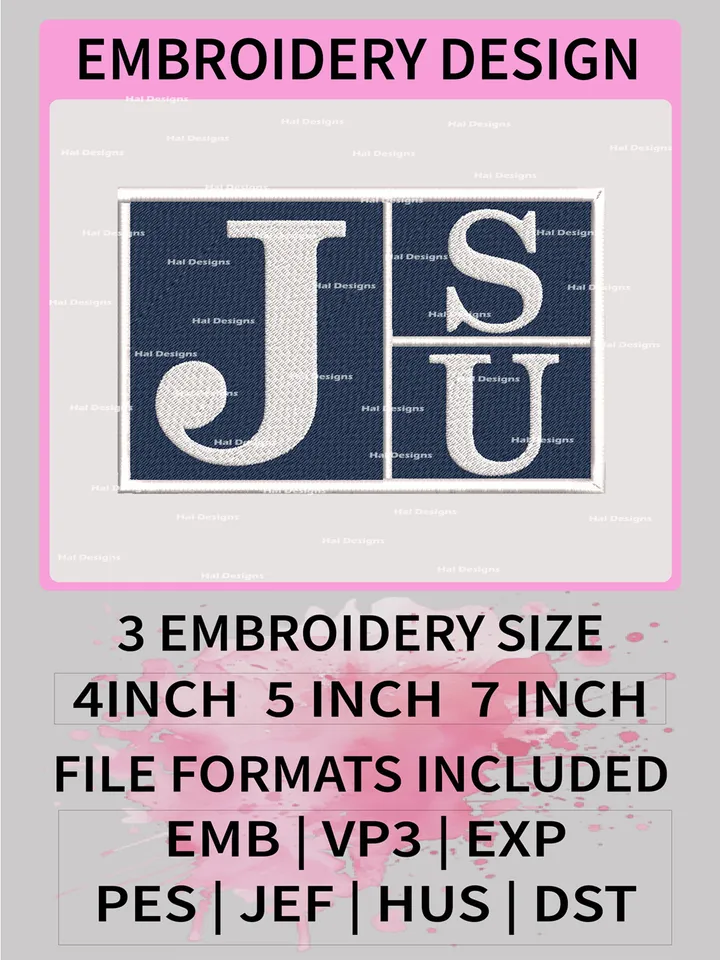 NCAA Jackson State Tigers Embroidery File, 3 Sizes, 6 Formats, NCAA Machine Embroidery Design, NCAA Logo, NCAA Teams