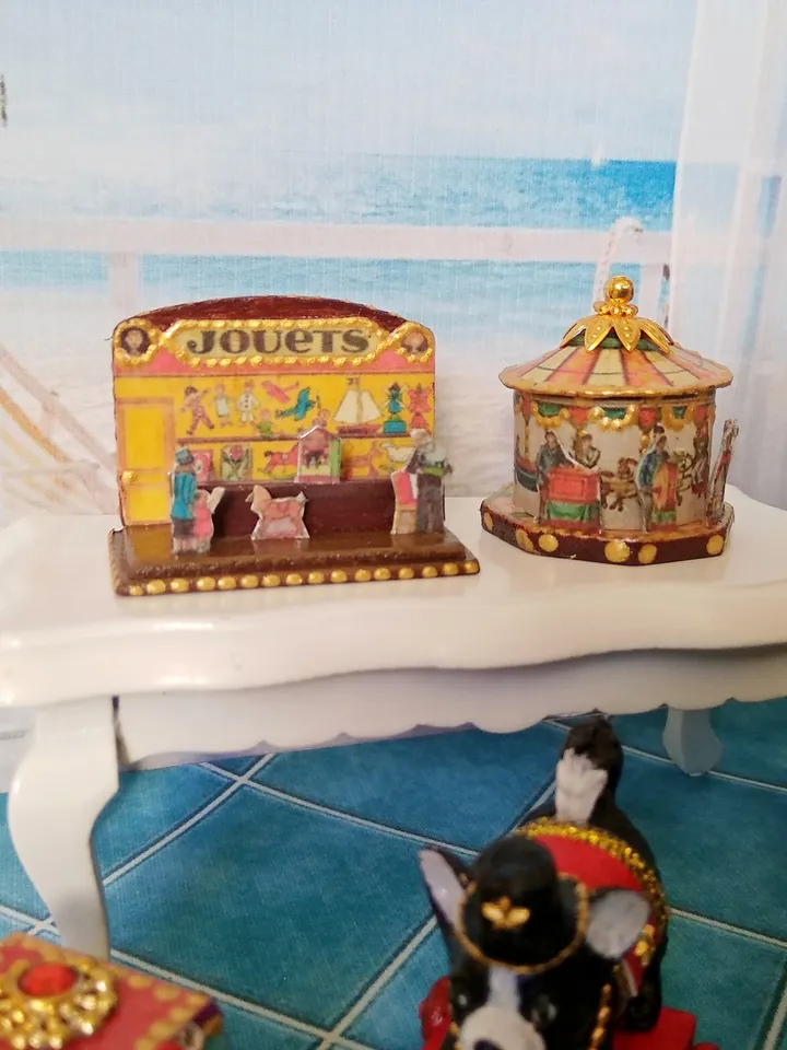 Dollhouse set. Carousel , stand. Dollhouse miniature.1:12 scale.